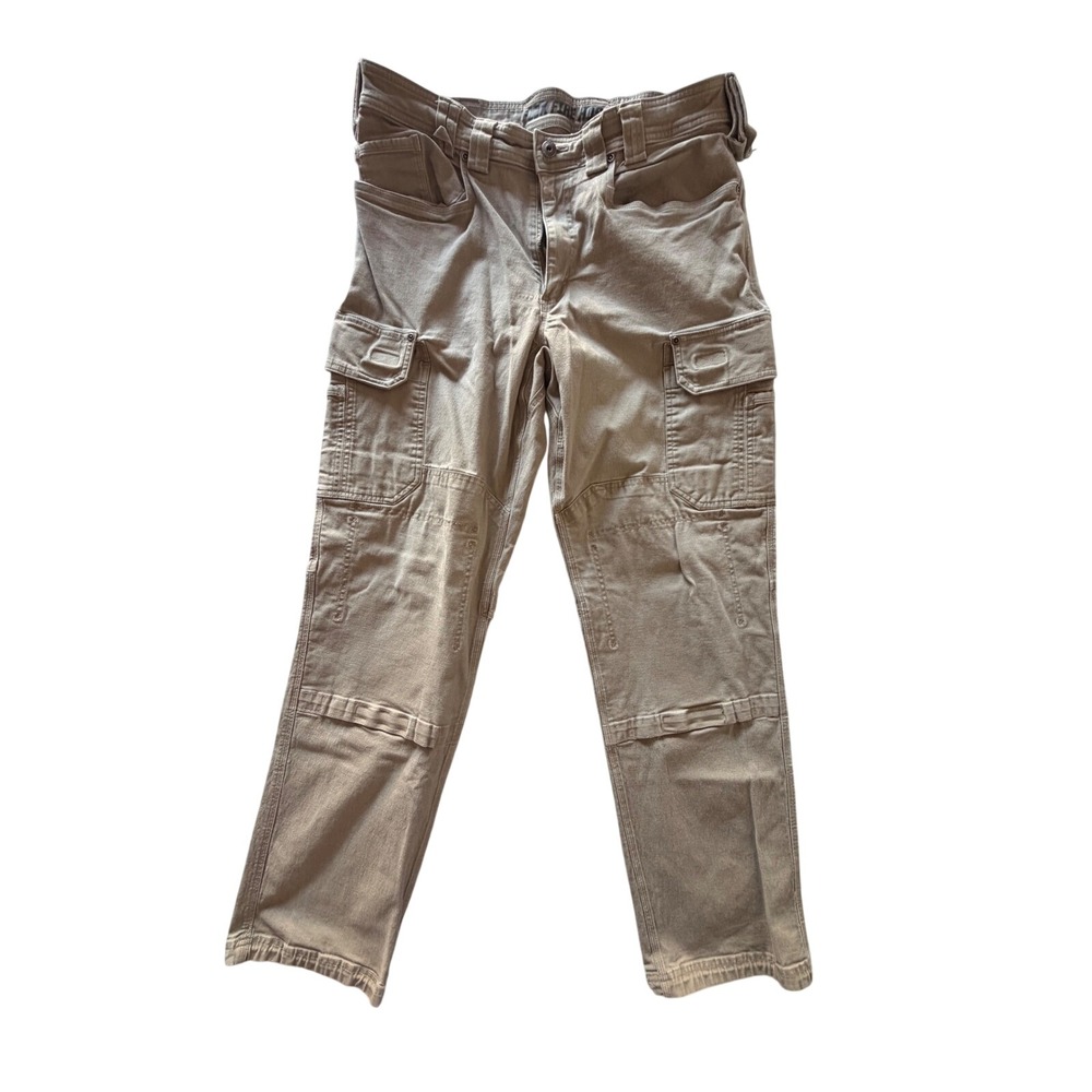 Duluth Trading Co Flex Fire Hose Relaxed Fit Cargo Work Pants Khaki 36x34 Mens